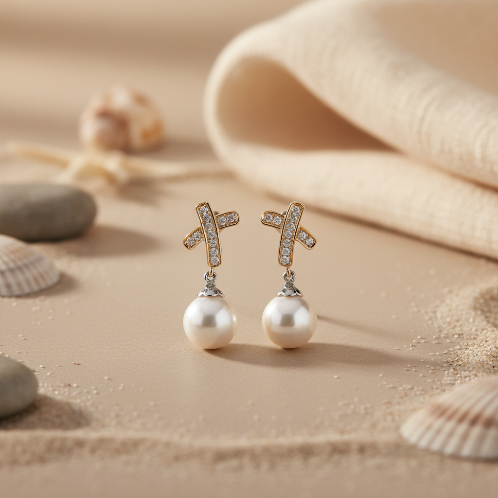 Silver Pearl Drop Earrings for Women | Dangle Earrings | Gift