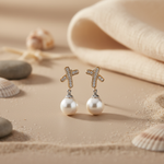 Load image into Gallery viewer, Silver Pearl Drop Earrings for Women | Dangle Earrings | Gift
