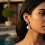 Load image into Gallery viewer, Silver Pearl Drop Earrings for Women | Dangle Earrings | Gift
