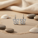 Load image into Gallery viewer, Silver Butterfly Earrings with Diamonds | Women's Jewelry Gift
