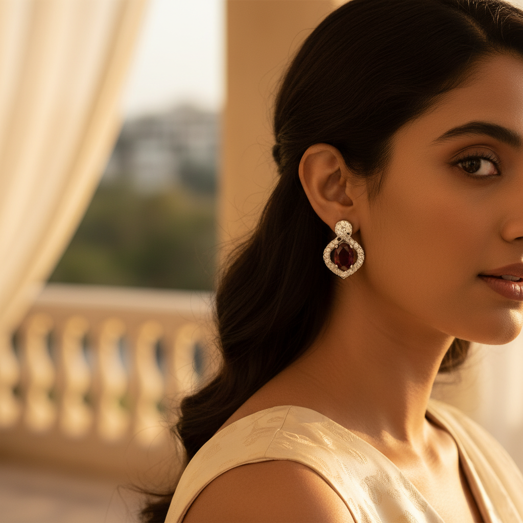 Silver Ruby Earrings for Women | Gemstone Jewelry Gift