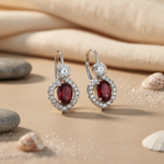 Load image into Gallery viewer, Silver Ruby Earrings for Women | Gemstone Jewelry Gift
