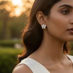 Load image into Gallery viewer, 925 Silver Floral Earrings with CZ | Women's Jewelry Gift
