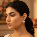 Load image into Gallery viewer, Silver Flower Earrings with Cubic Zirconia | Women's Jewelry Gift

