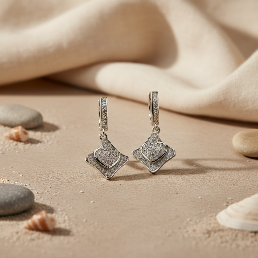 925 Silver Heart Drop Earrings for Women | Dainty Jewelry Gift