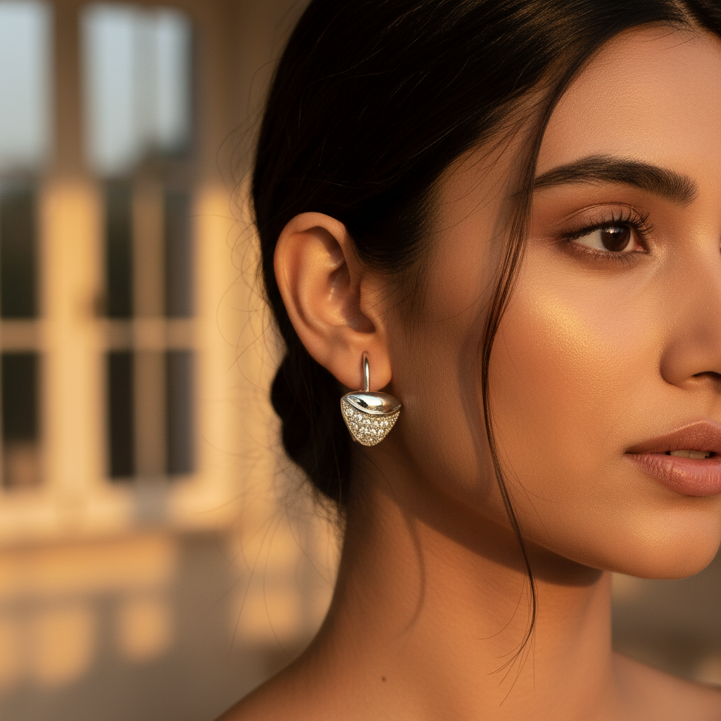 925 Silver Cubic Zirconia Leverback Earrings for Women