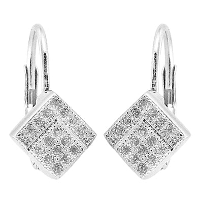 925 Silver Diamond Square Earrings for Women | Gift Jewelry