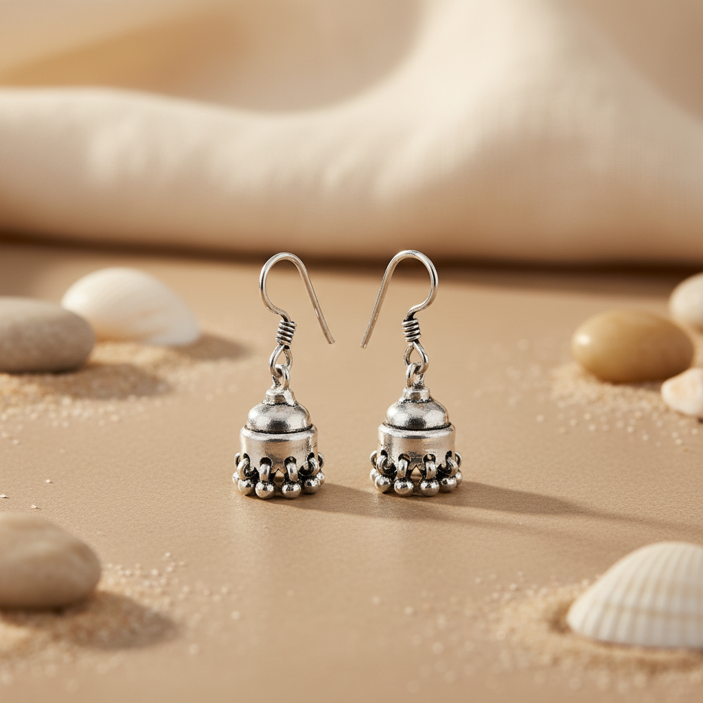 925 Sterling Silver Jhumka Earrings | Women's Indian Jewelry