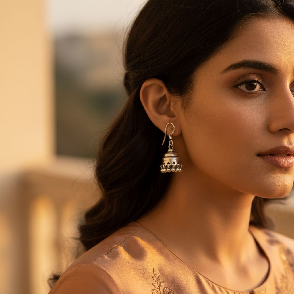 925 Sterling Silver Jhumka Earrings | Women's Indian Jewelry