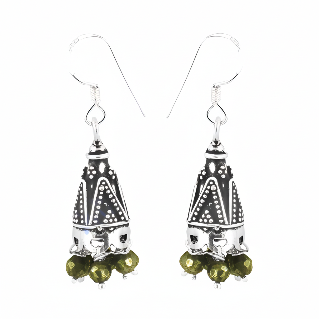 925 Silver Green Gemstone Dangle Earrings for Women | Gift