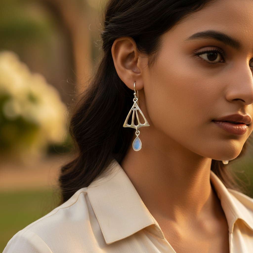925 Silver Moonstone Teardrop Earrings for Women | Gift