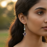 Load image into Gallery viewer, 925 Silver Amethyst &amp; Pearl Drop Earrings for Women | Gift

