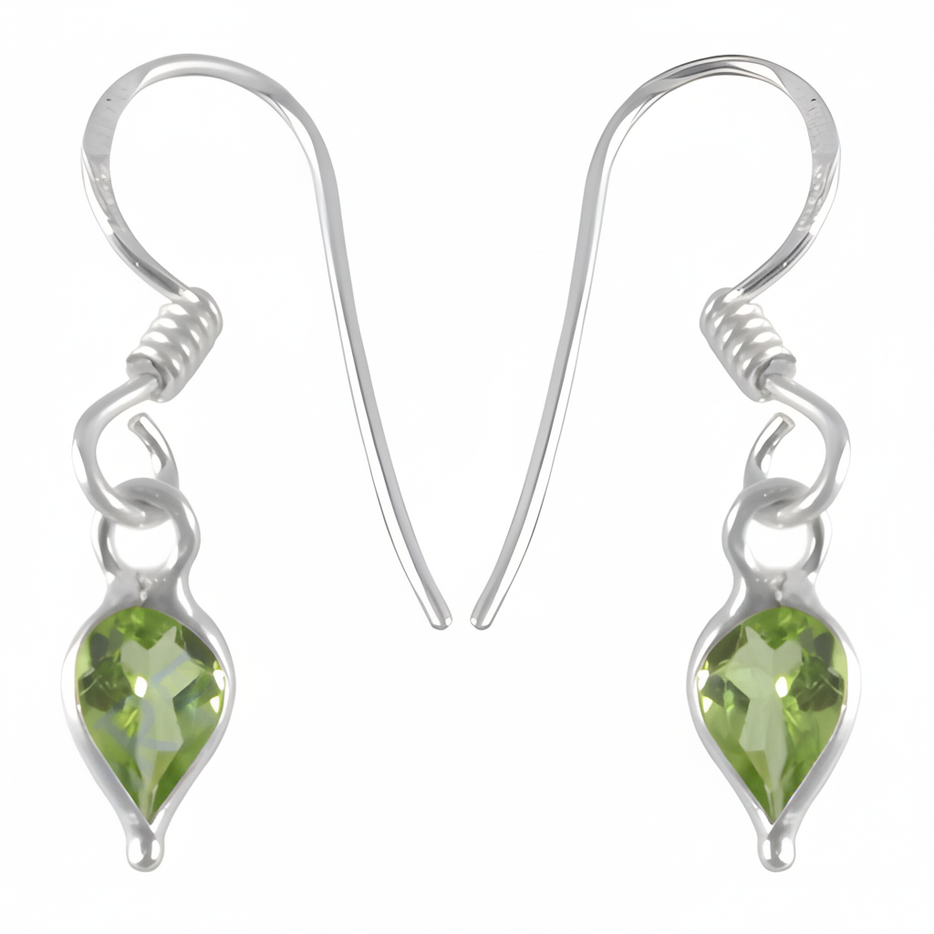 925 Silver Peridot Drop Earrings for Women | Green Gemstone Jewelry
