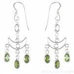 Load image into Gallery viewer, 925 Silver Peridot Dangle Earrings for Women | Green Gemstone
