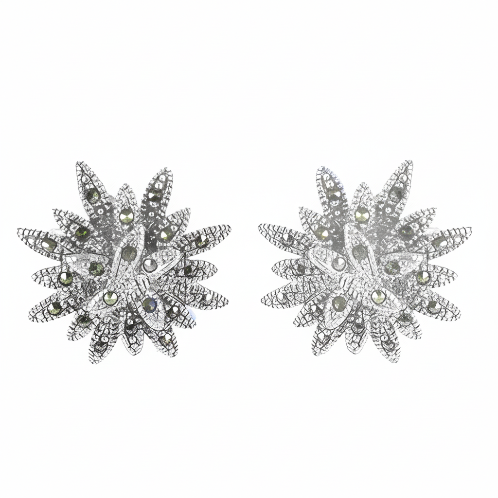 Silver Flower Stud Earrings | Women's Floral Jewelry