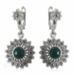 Load image into Gallery viewer, 925 Sterling Silver Green Stone Earrings for Women | Floral Design
