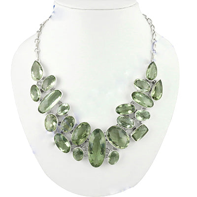 925 Silver Green Amethyst Necklace | Statement Jewelry for Women