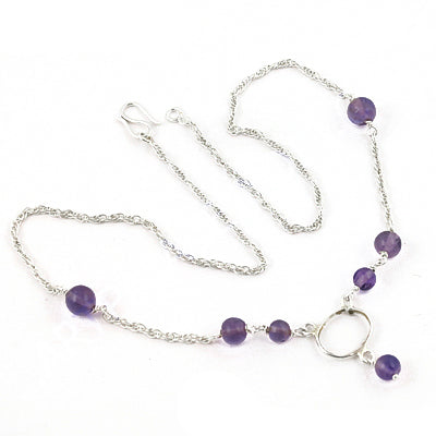 925 silver amethyst beaded necklace for women | gemstone jewelry