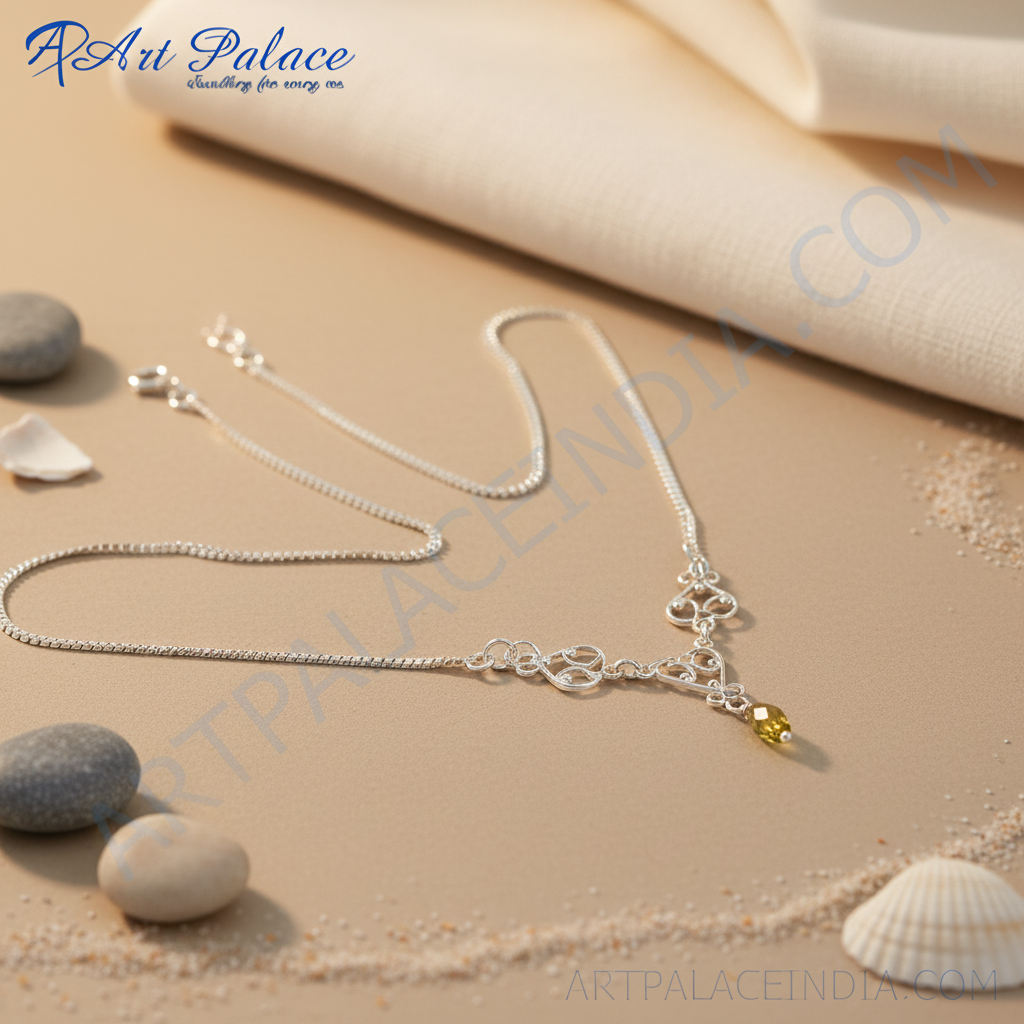 925 Silver Citrine Y Necklace for Women | Gemstone Jewelry