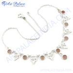 Load image into Gallery viewer, 925 sterling silver necklace with rose quartz gemstones and decorative filigree design, perfect for women
