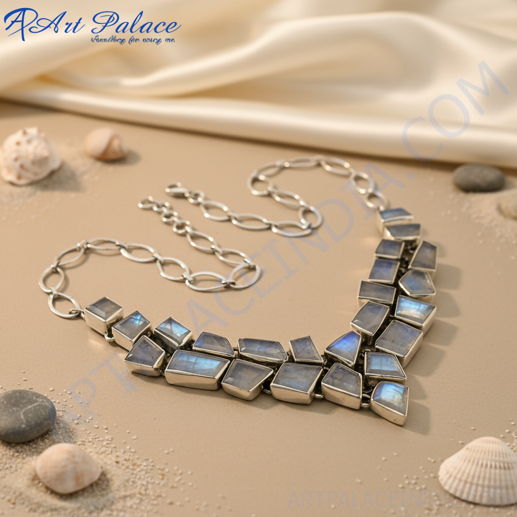 925 silver moonstone necklace for women | statement jewelry