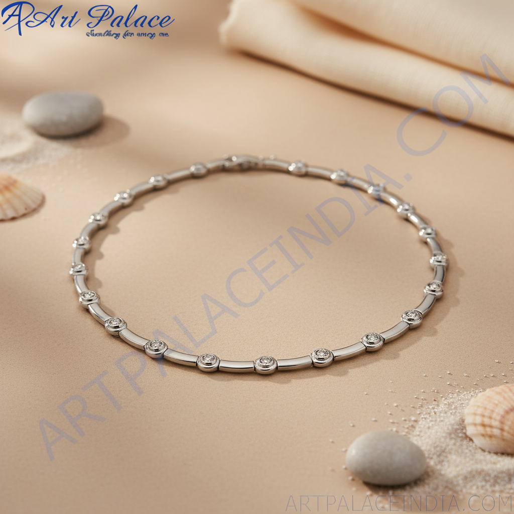Silver Diamond Necklace for Women | Daily Wear Necklace