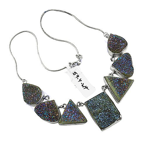 Silver Druzy Stone Necklace | Statement Jewelry for Women