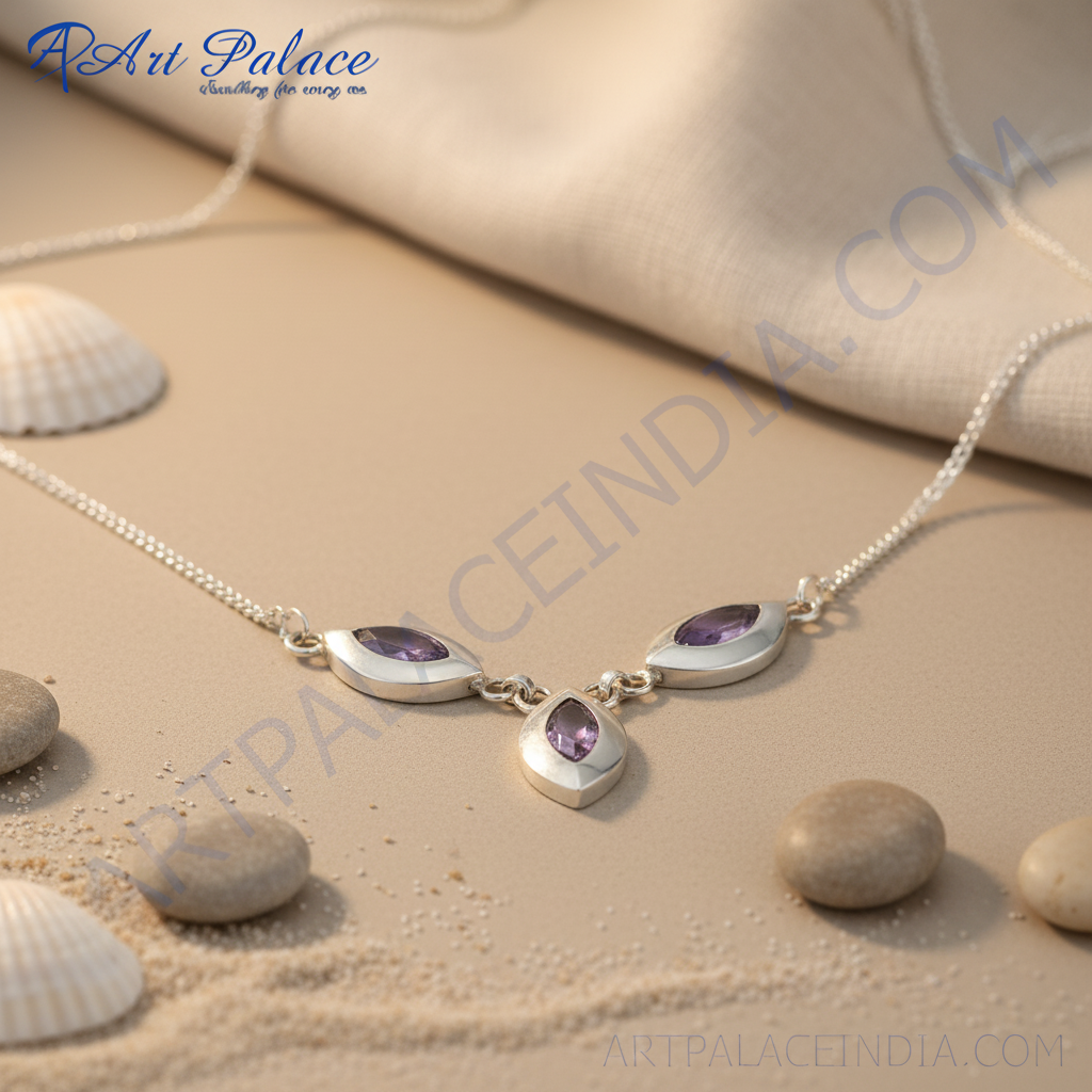 925 Silver Amethyst Necklace for Women | Gemstone Jewelry