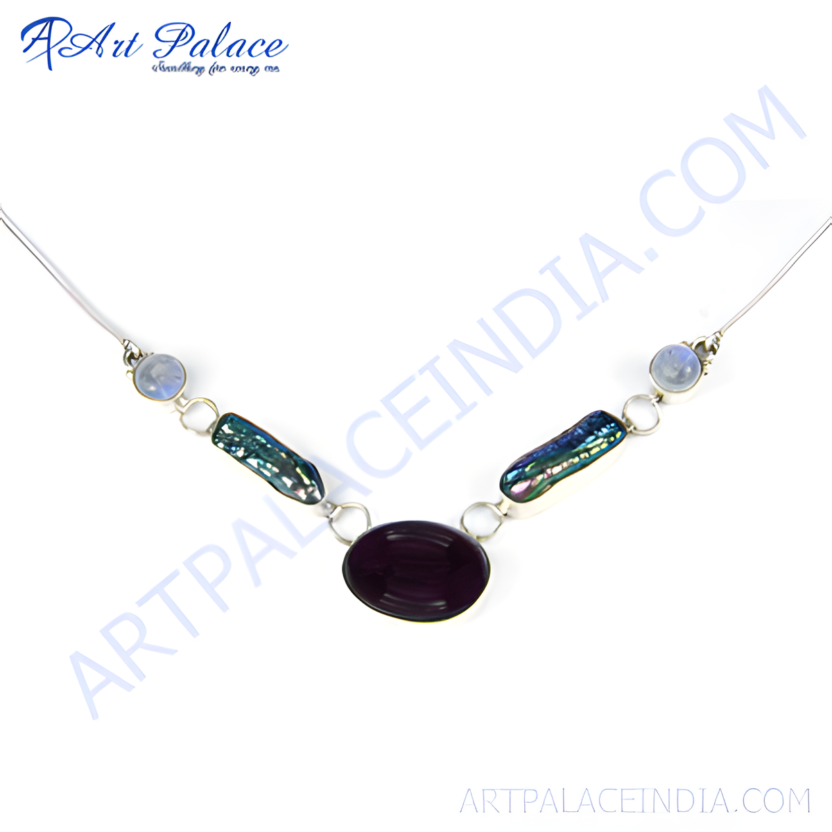 925 sterling silver necklace featuring a unique gemstone design, perfect for women's jewelry