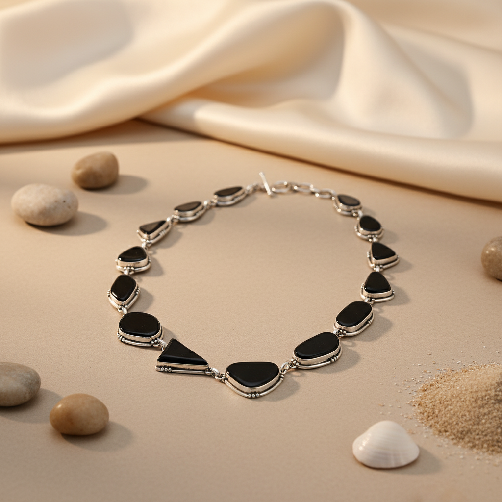 925 Silver Onyx Stone Necklace for Women | Statement Jewelry