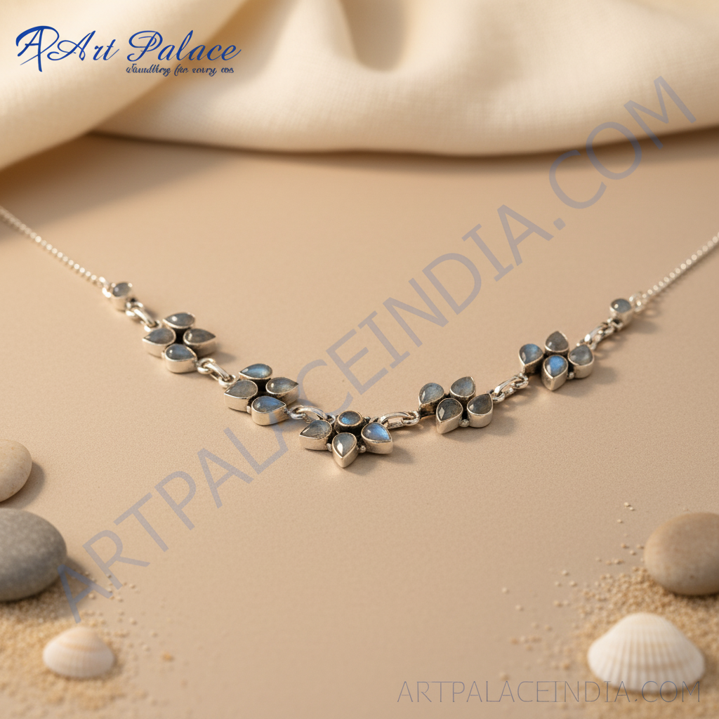 925 silver moonstone flower necklace for women | gift jewelry