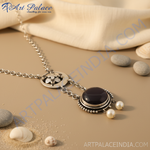 Load image into Gallery viewer, 925 Silver Onyx Pearl Necklace for Women | Statement Jewelry
