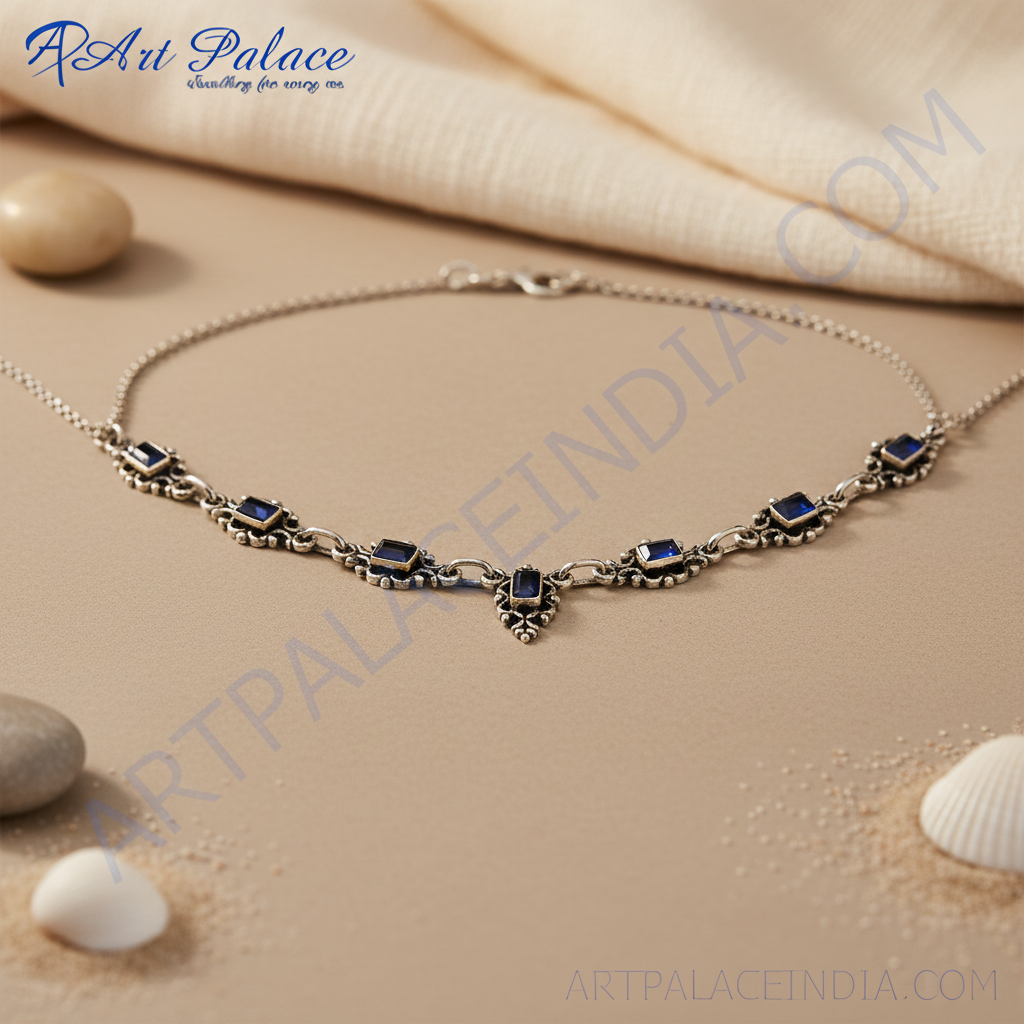 925 silver blue gemstone necklace | women's jewelry gift