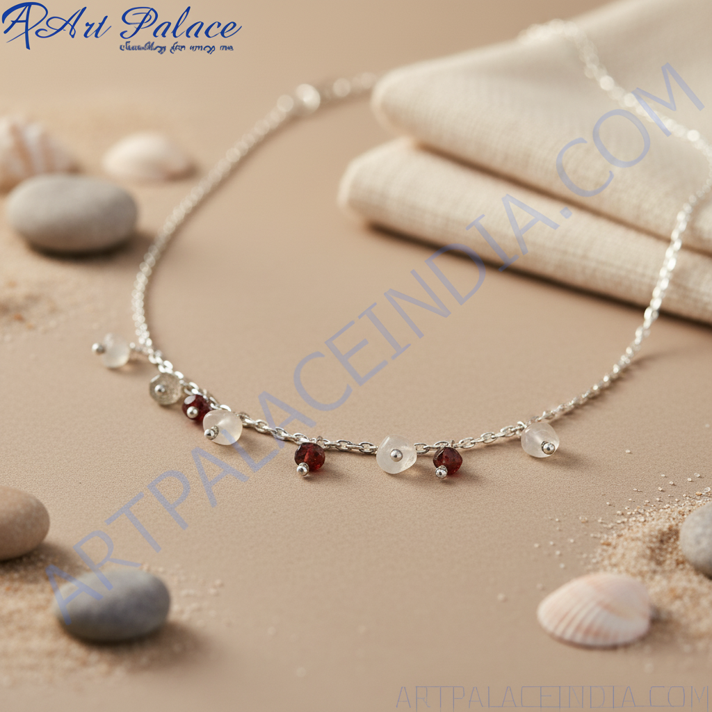 925 silver gemstone dangle necklace for women | daily wear