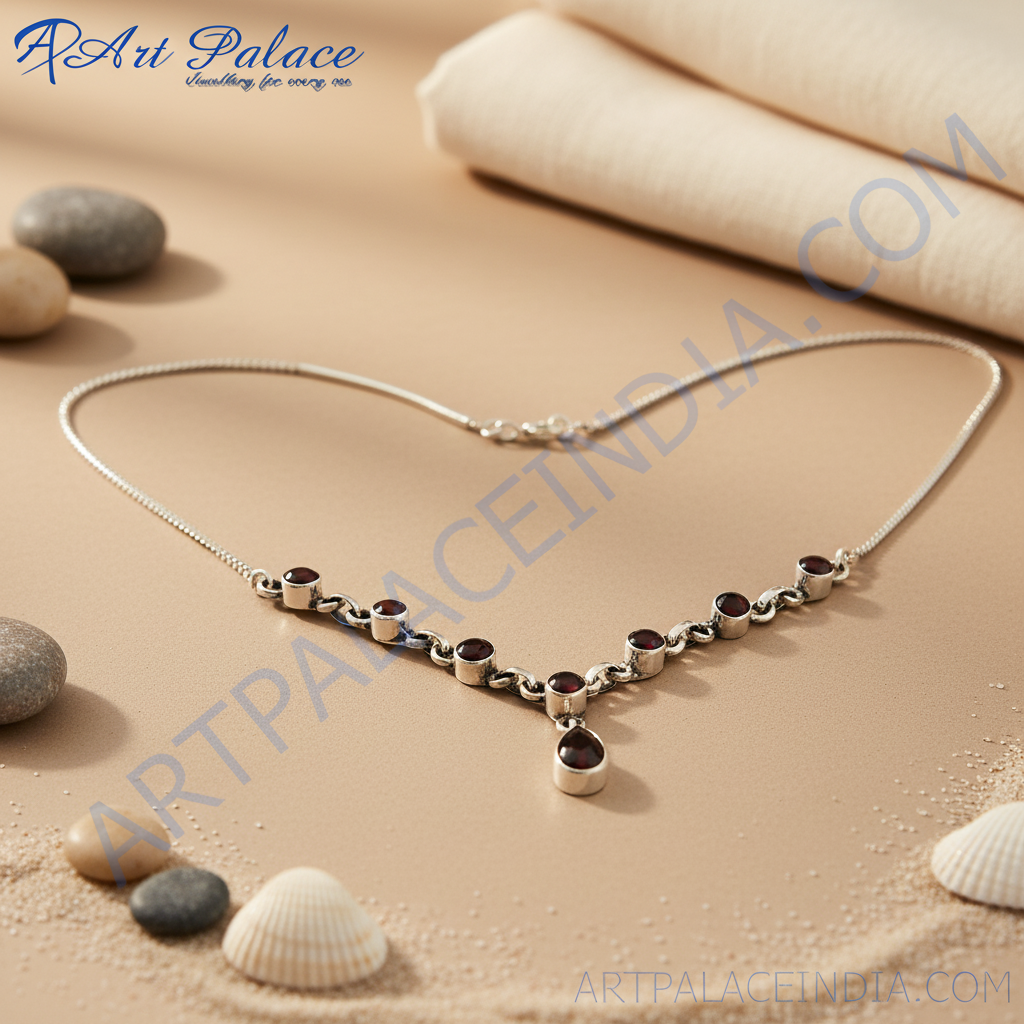 925 Silver Garnet Necklace for Women | Gemstone Jewelry