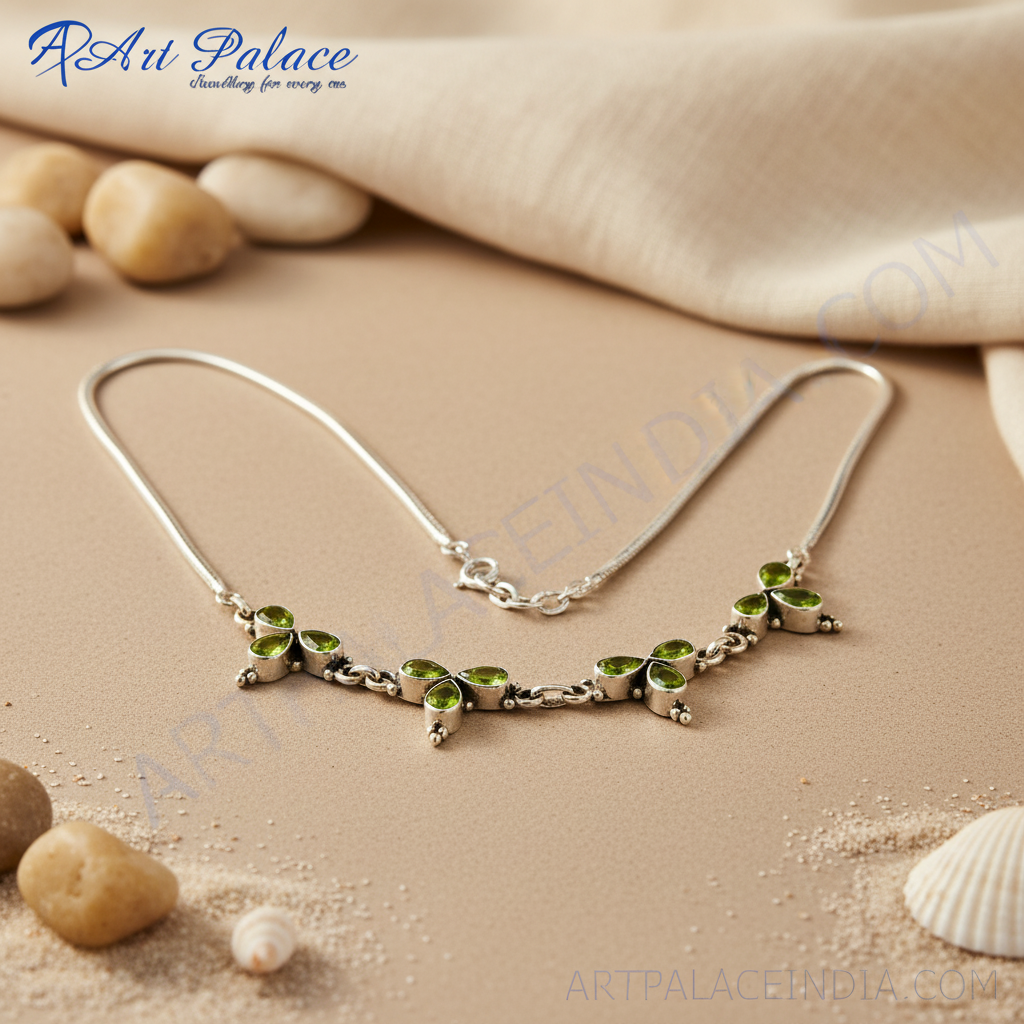 925 silver peridot necklace for women | gemstone jewelry