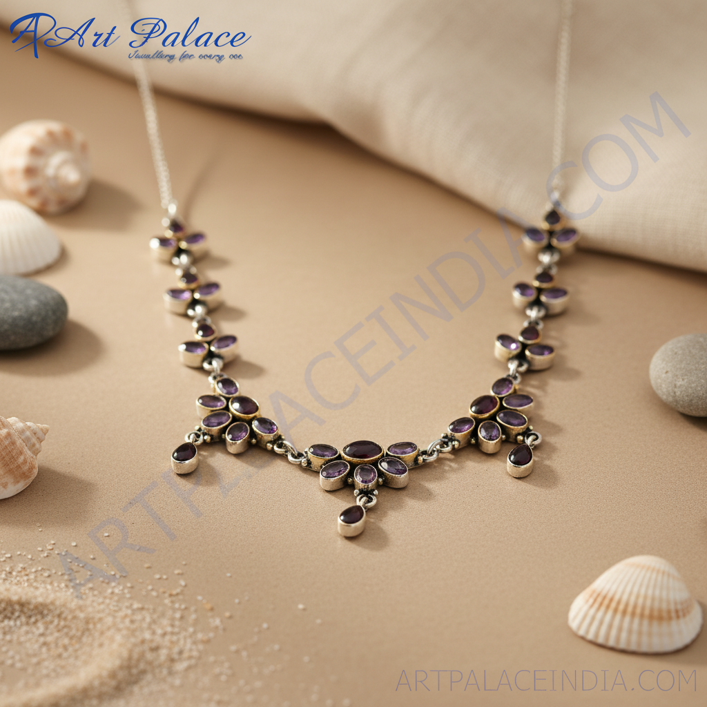 925 silver amethyst necklace for women | gemstone jewelry gift