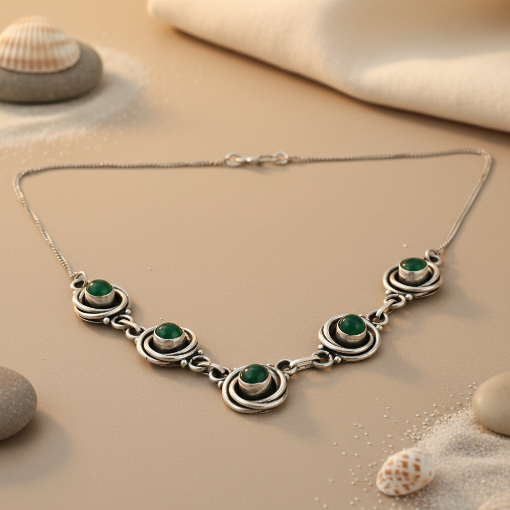 925 Sterling Silver Green Gemstone Necklace for Women | Gift Jewelry