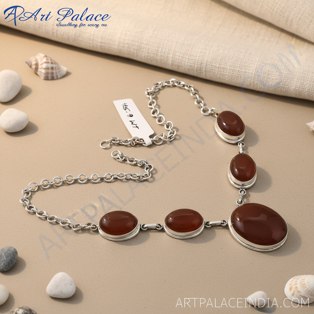 925 Silver Carnelian Stone Necklace for Women | Gift Jewelry