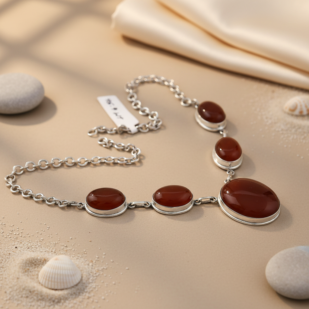 925 Silver Carnelian Stone Necklace for Women | Gift Jewelry