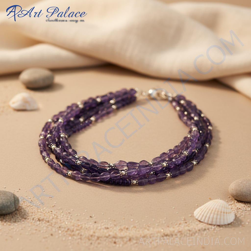 Multi strand purple gemstone necklace for women | fashion jewelry