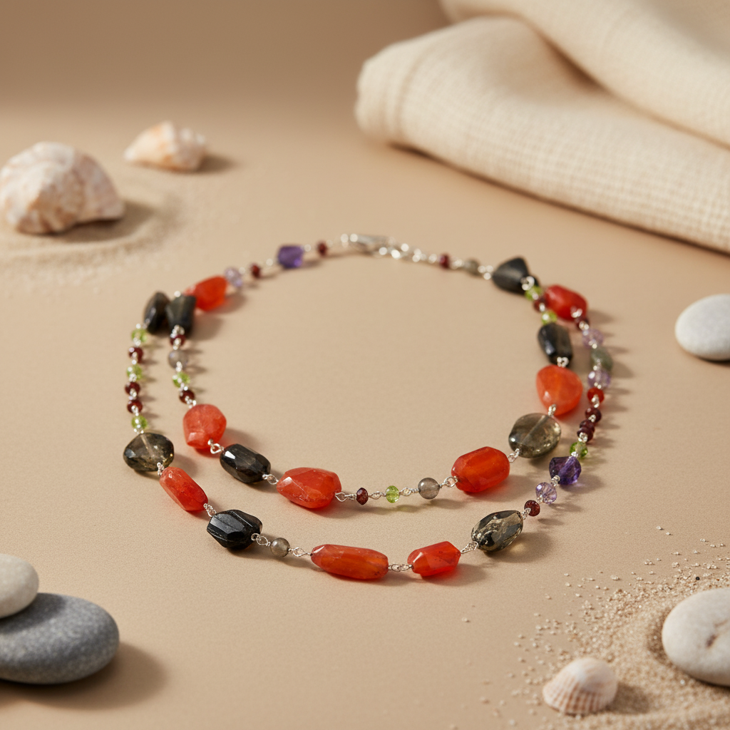 Multi-Gemstone Layered Necklace | Women's Fashion Jewelry