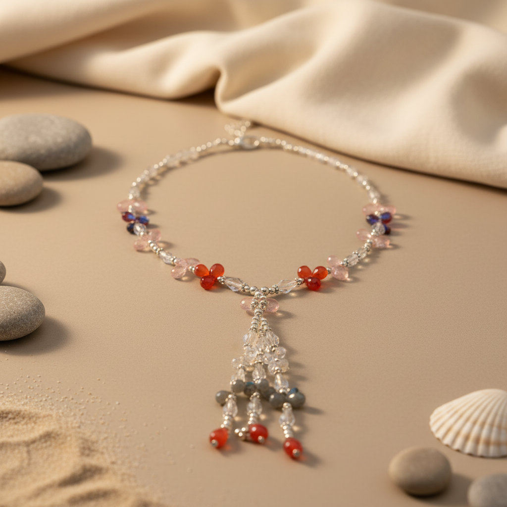 Gemstone Flower Necklace for Women | Colorful Beaded Jewelry