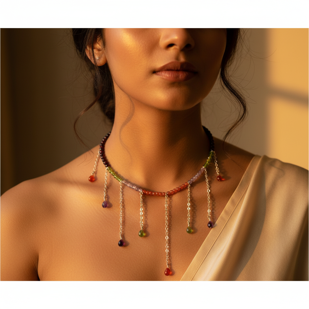 Garnet & Gemstone Beaded Anklet for Women | Delicate Anklet