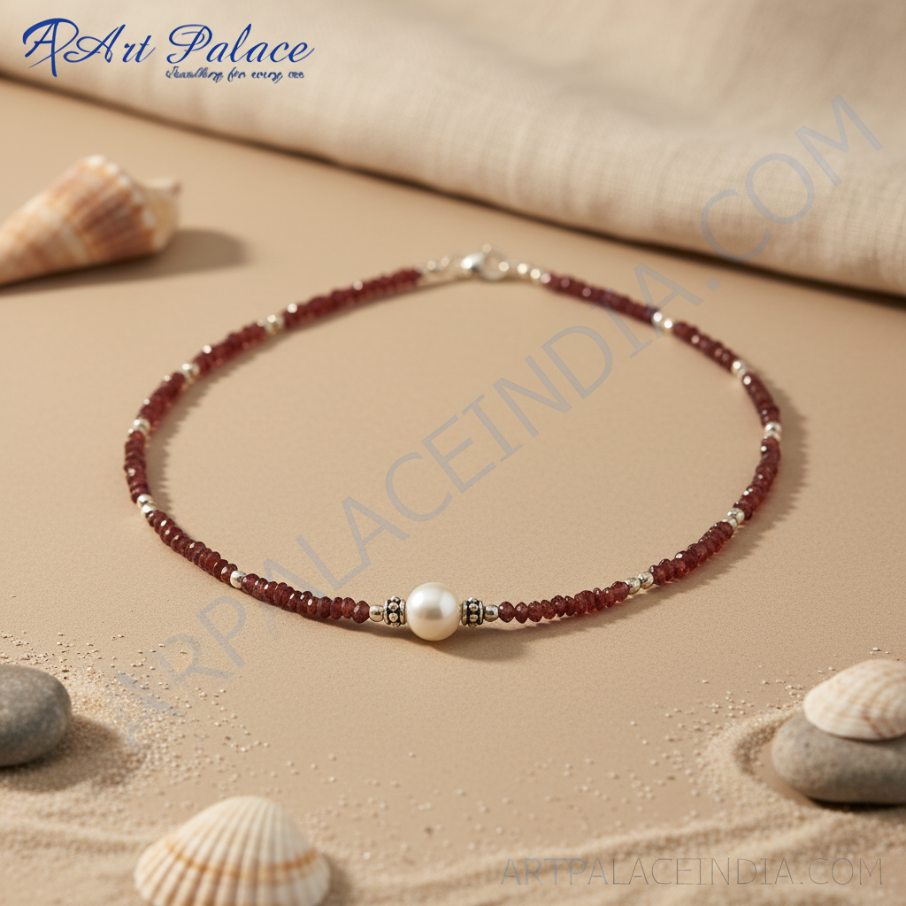 Red Garnet Pearl Necklace for Women | Gemstone Jewelry