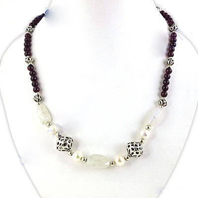 Beaded Gemstone & Pearl Necklace | For Women | Daily Wear