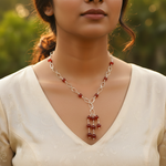Load image into Gallery viewer, Silver Beaded Red Stone Necklace | Women&#39;s Fashion Jewelry
