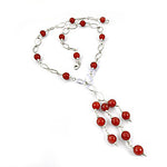 Load image into Gallery viewer, Silver Beaded Red Stone Necklace | Women's Fashion Jewelry

