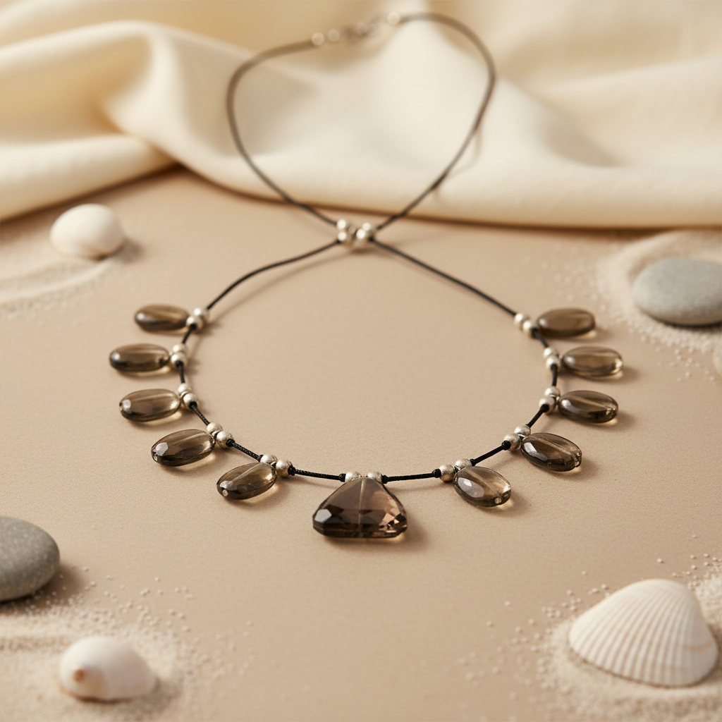 Smoky Quartz Necklace | Triangle Pendant | Women's Jewelry Gift