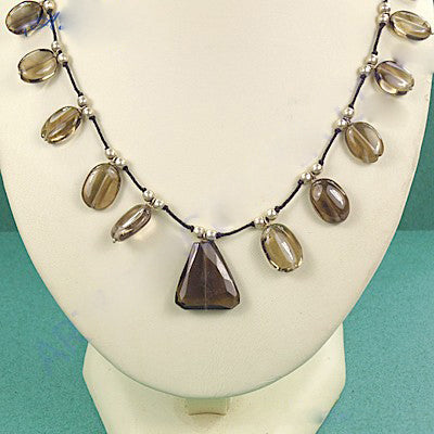 Smoky Quartz Necklace | Triangle Pendant | Women's Jewelry Gift